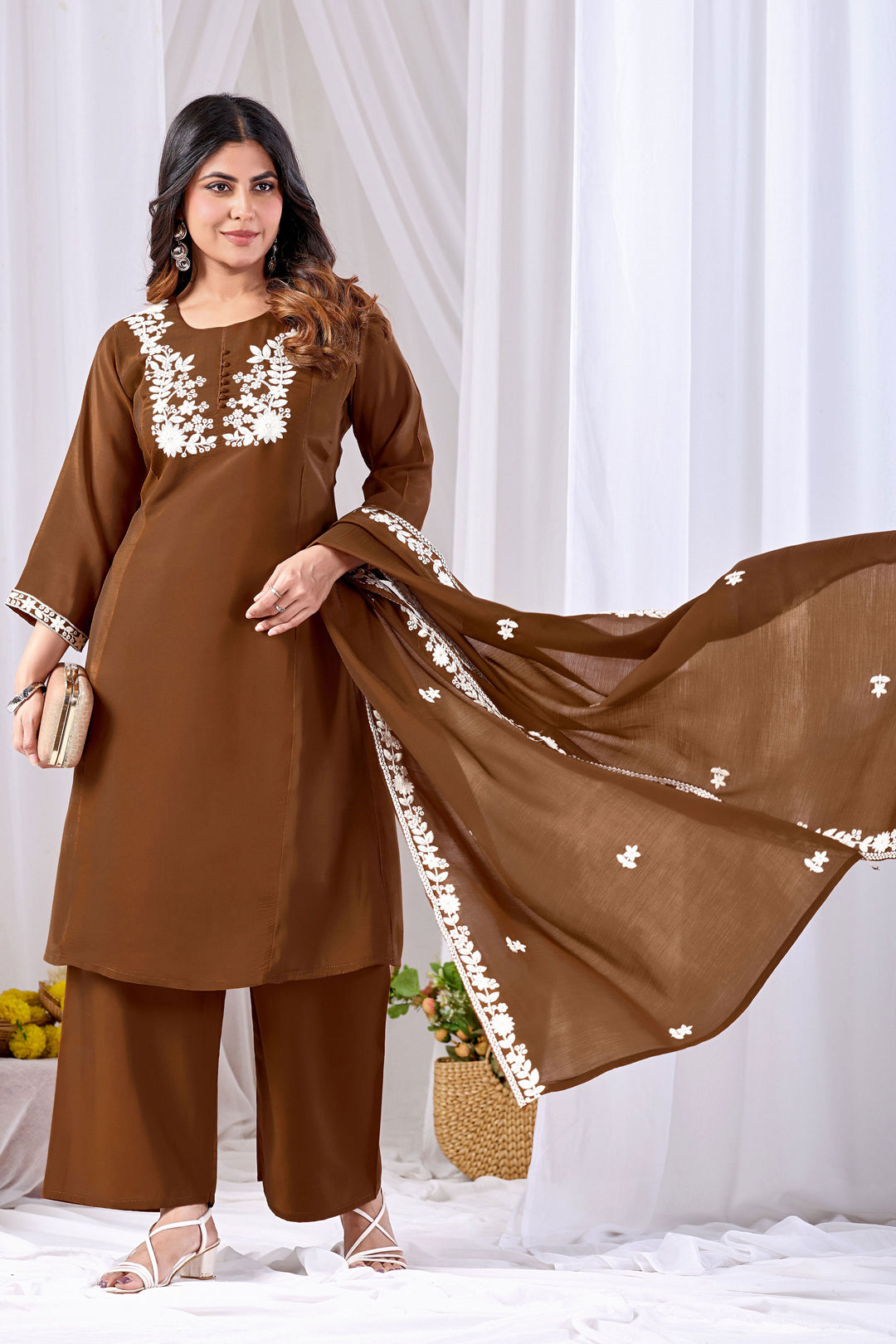Amazing Brown Color Cotton Readymade Salwar Suit | Buy Online India