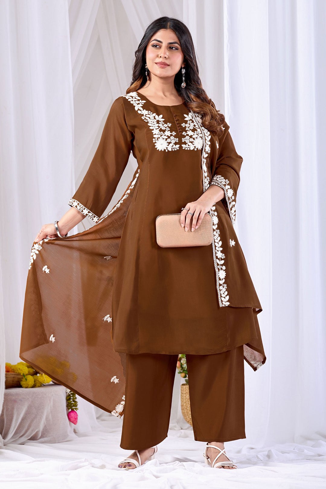 Amazing Brown Color Cotton Readymade Salwar Suit | Buy Online India