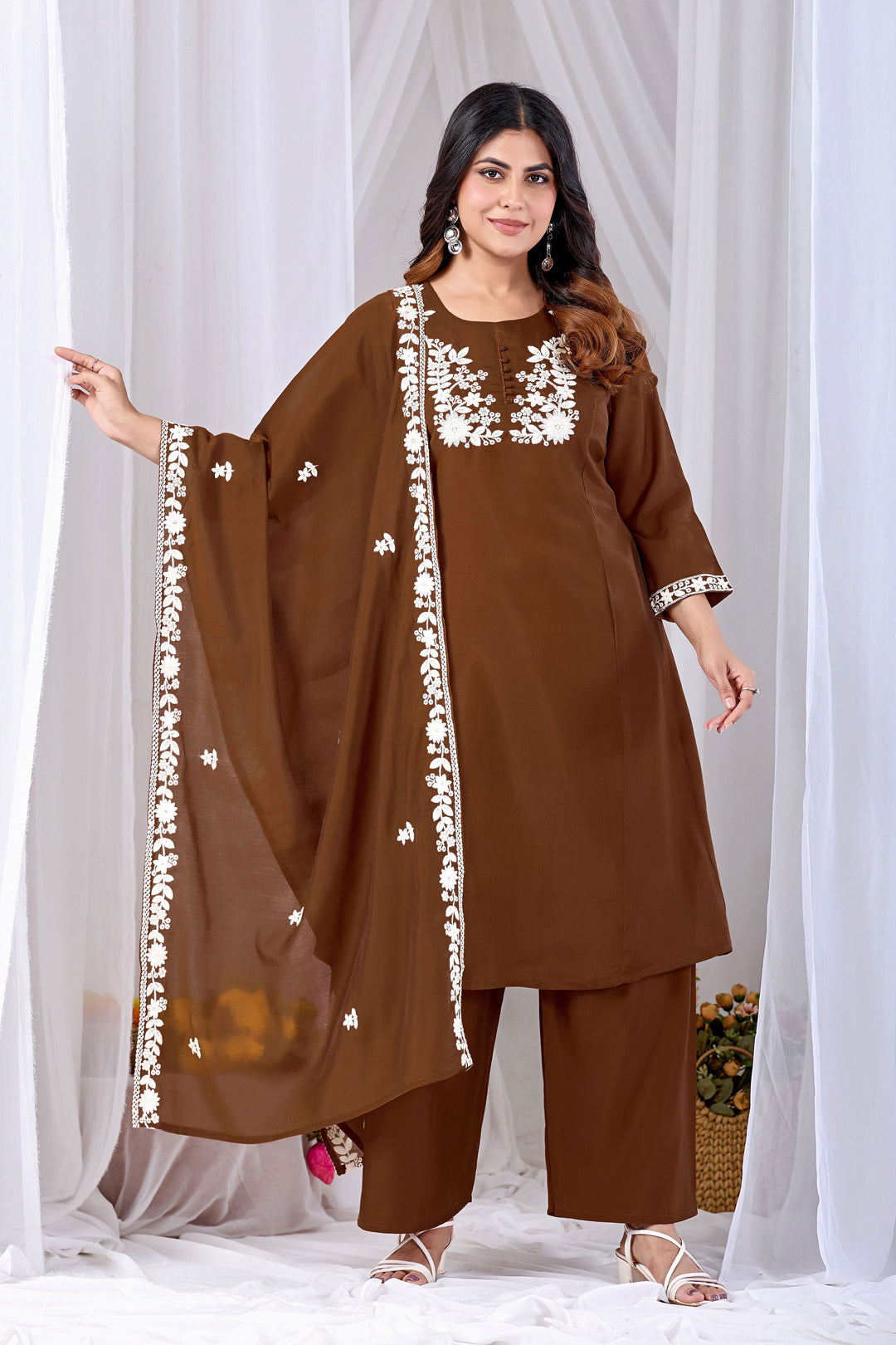 Amazing Brown Color Cotton Readymade Salwar Suit | Buy Online India