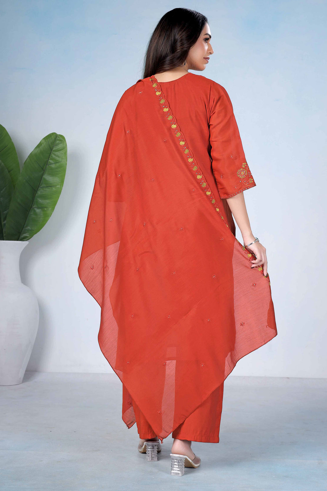 Sober Orange Color Cotton Readymade Salwar Suit | Buy Online India