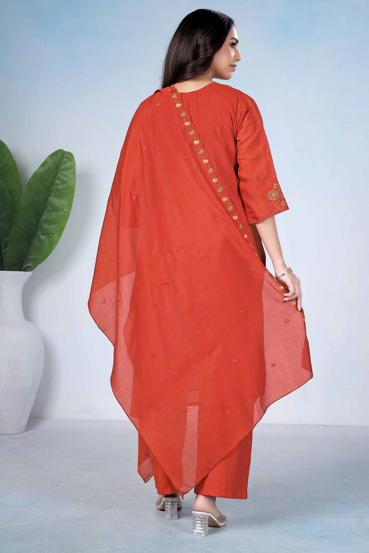 Sober Orange Color Cotton Readymade Salwar Suit | Buy Online India