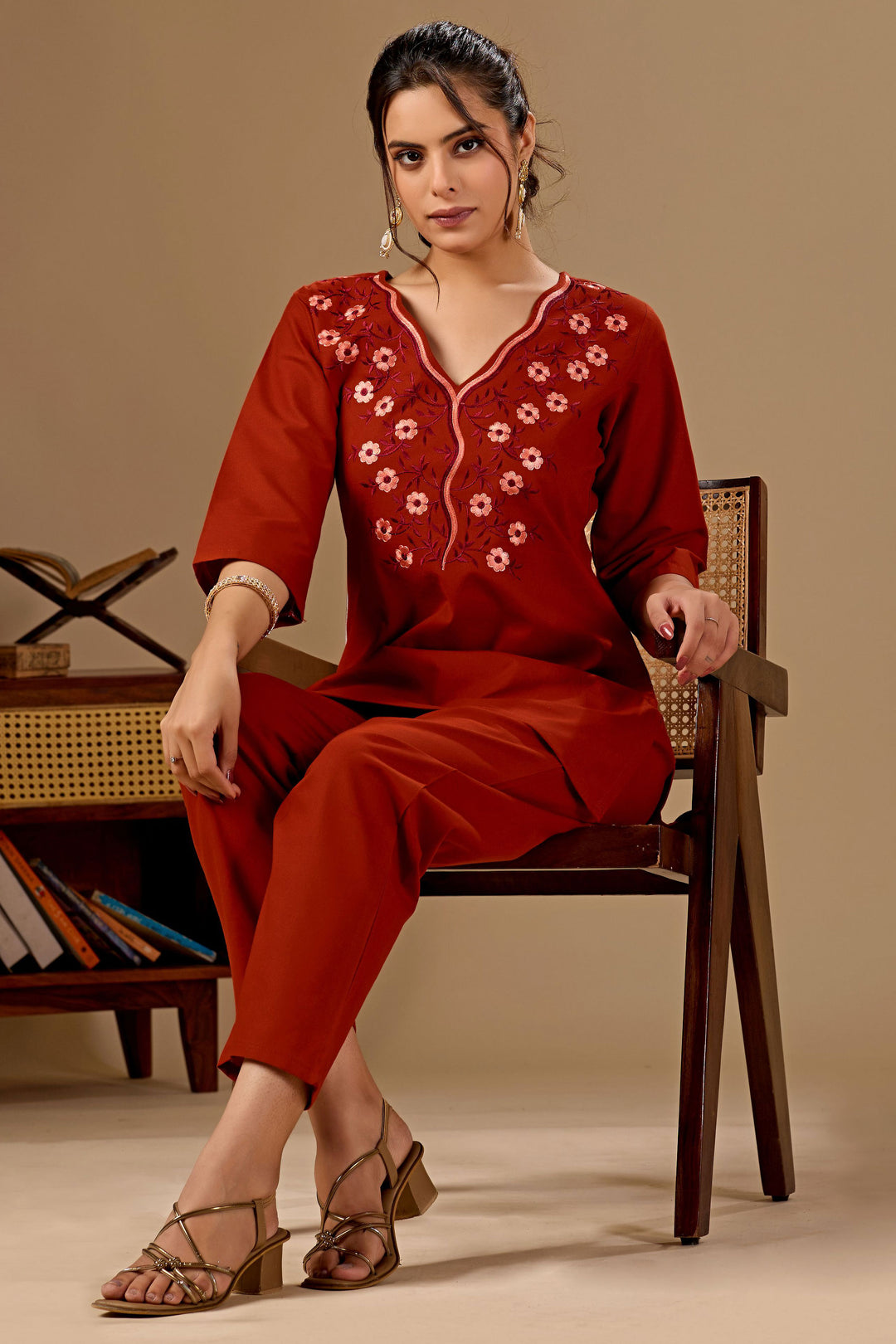 Orange Color Cotton Fabric Beatific Co-Ord Set | Buy Online India