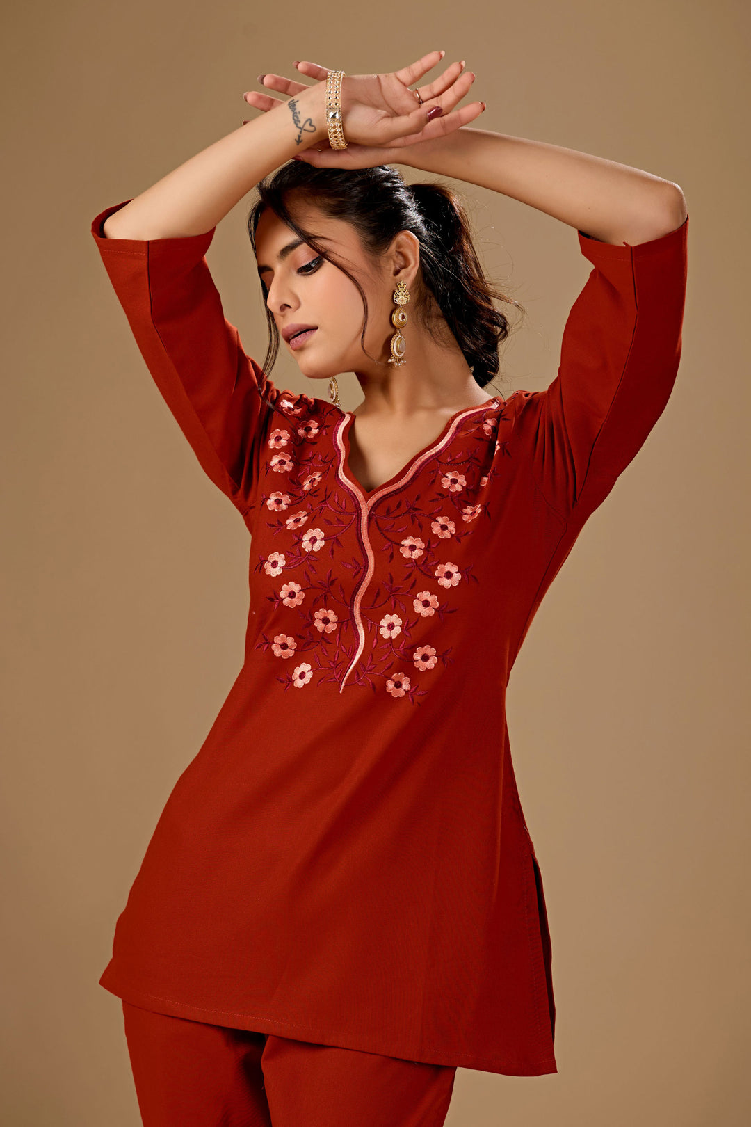 Orange Color Cotton Fabric Beatific Co-Ord Set | Buy Online India