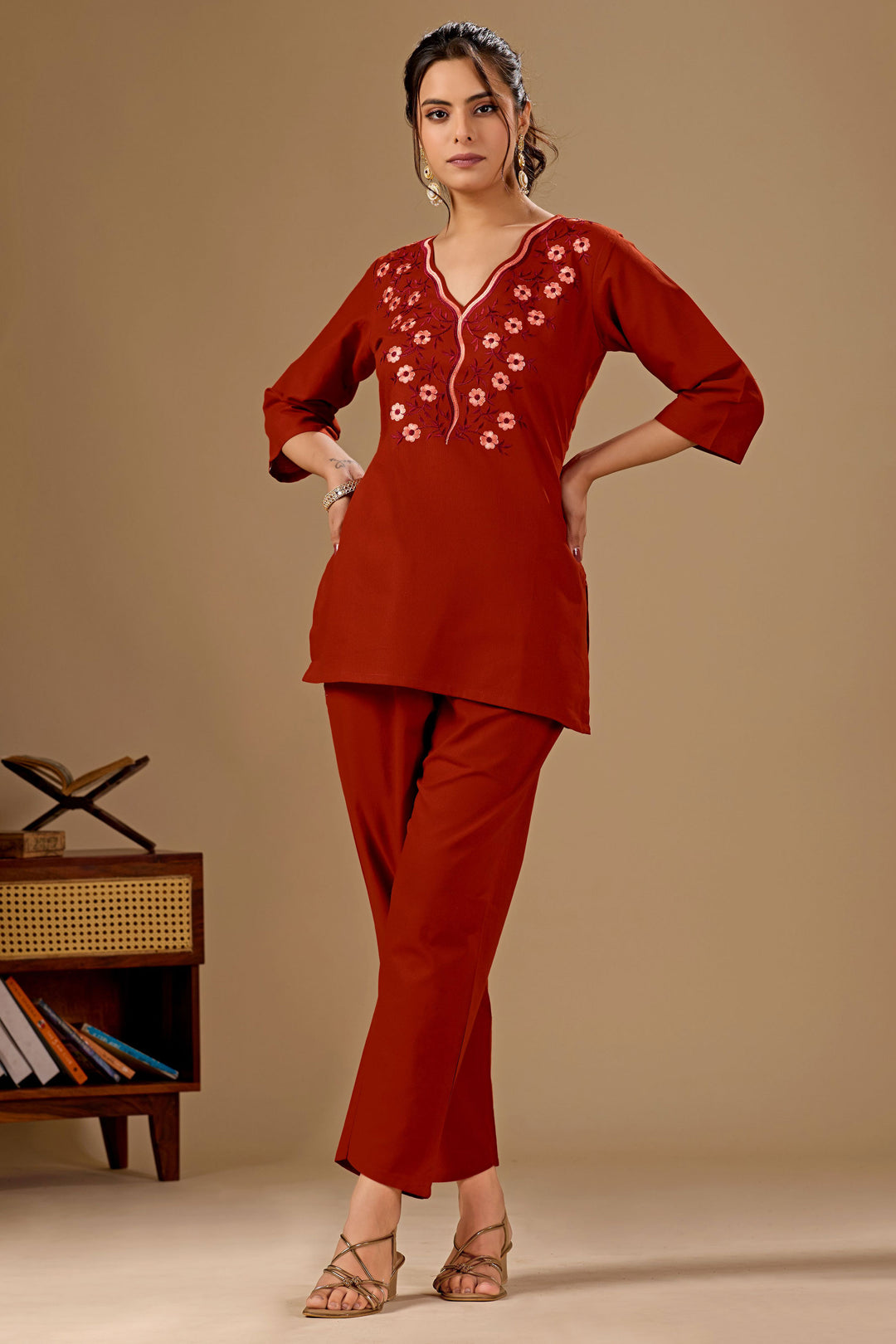 Orange Color Cotton Fabric Beatific Co-Ord Set | Buy Online India