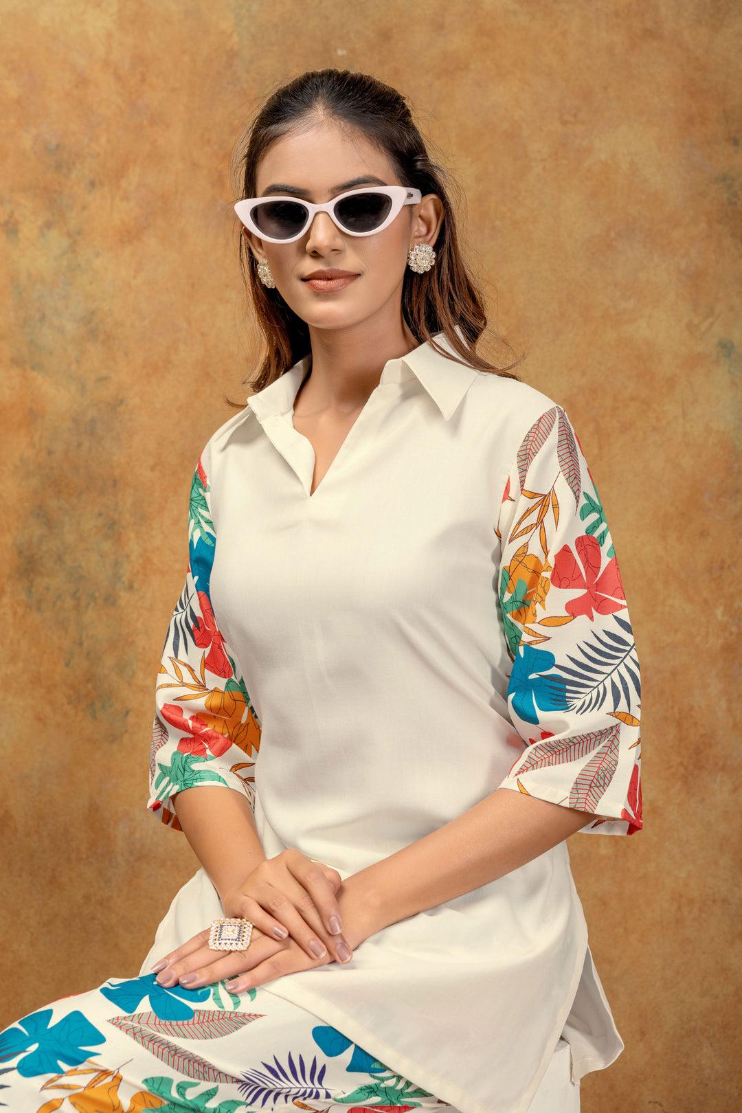 Classic Off White Color Co-Ord Set In Cotton Fabric | Buy Online India
