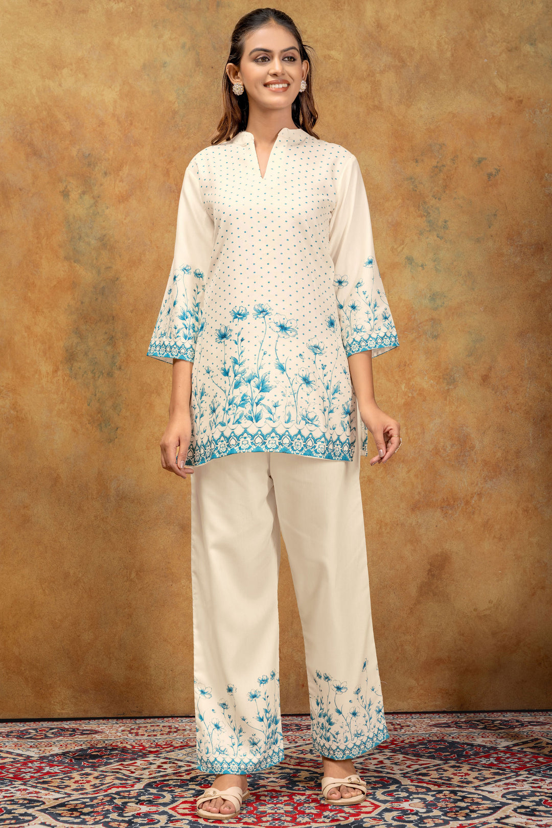Amazing Teal Color Cotton Fabric Co-Ord Set | Buy Online India