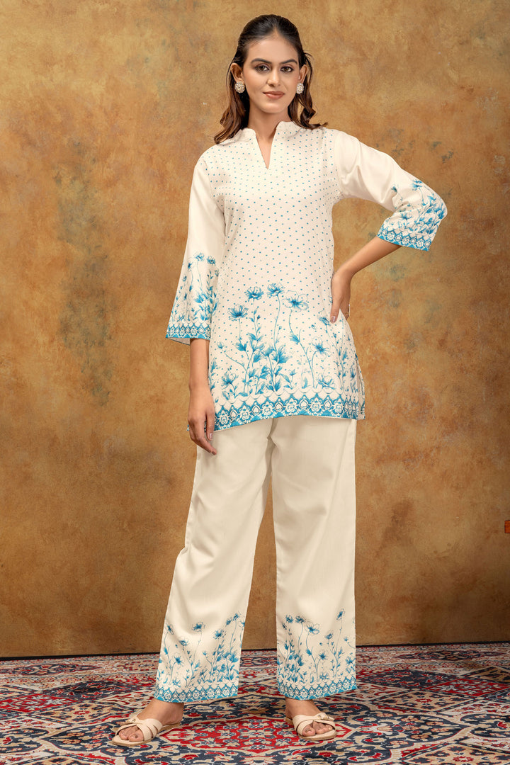 Amazing Teal Color Cotton Fabric Co-Ord Set | Buy Online India