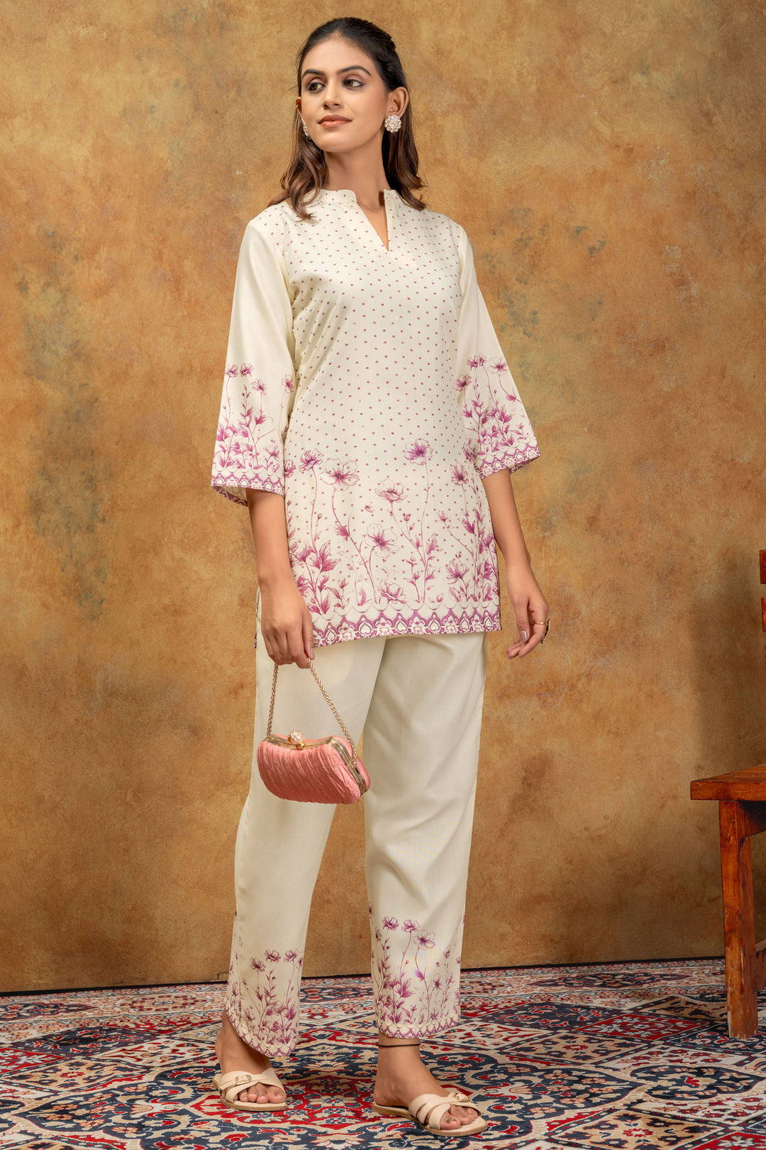 Sober Pink Color Cotton Fabric Co-Ord Set | Buy Online India