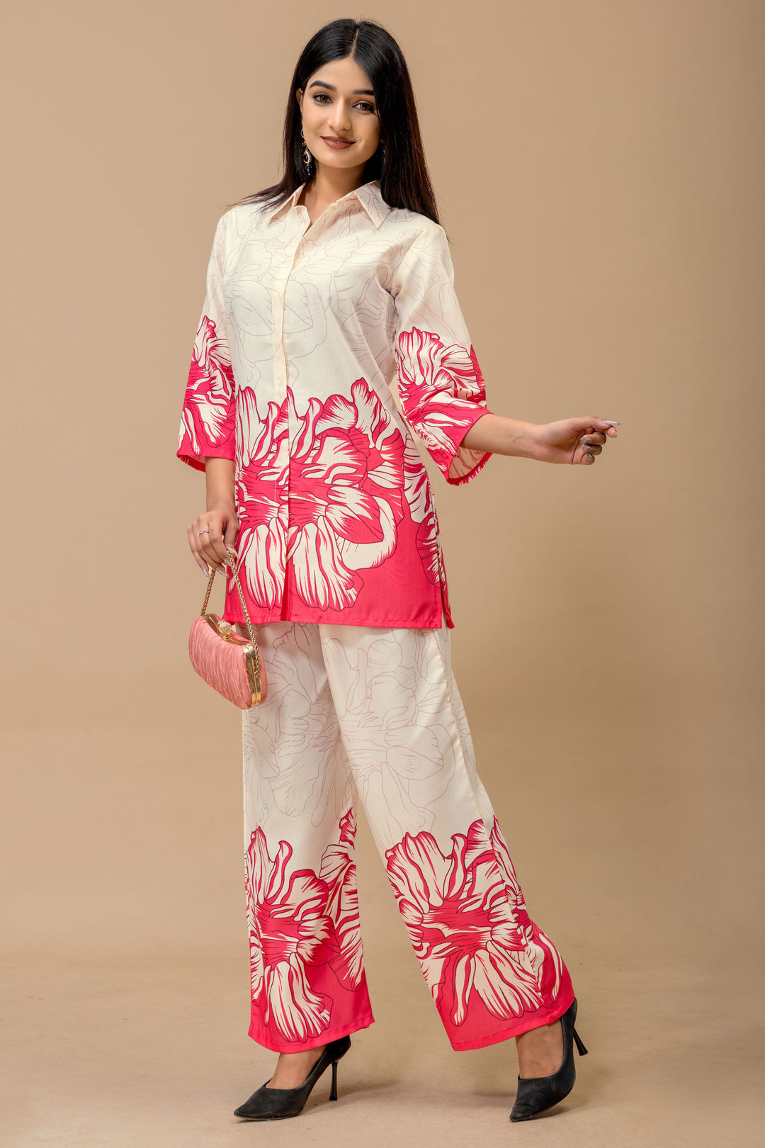 Pink Color Engaging Cotton Fabric Co-Ord Set | Buy Online India