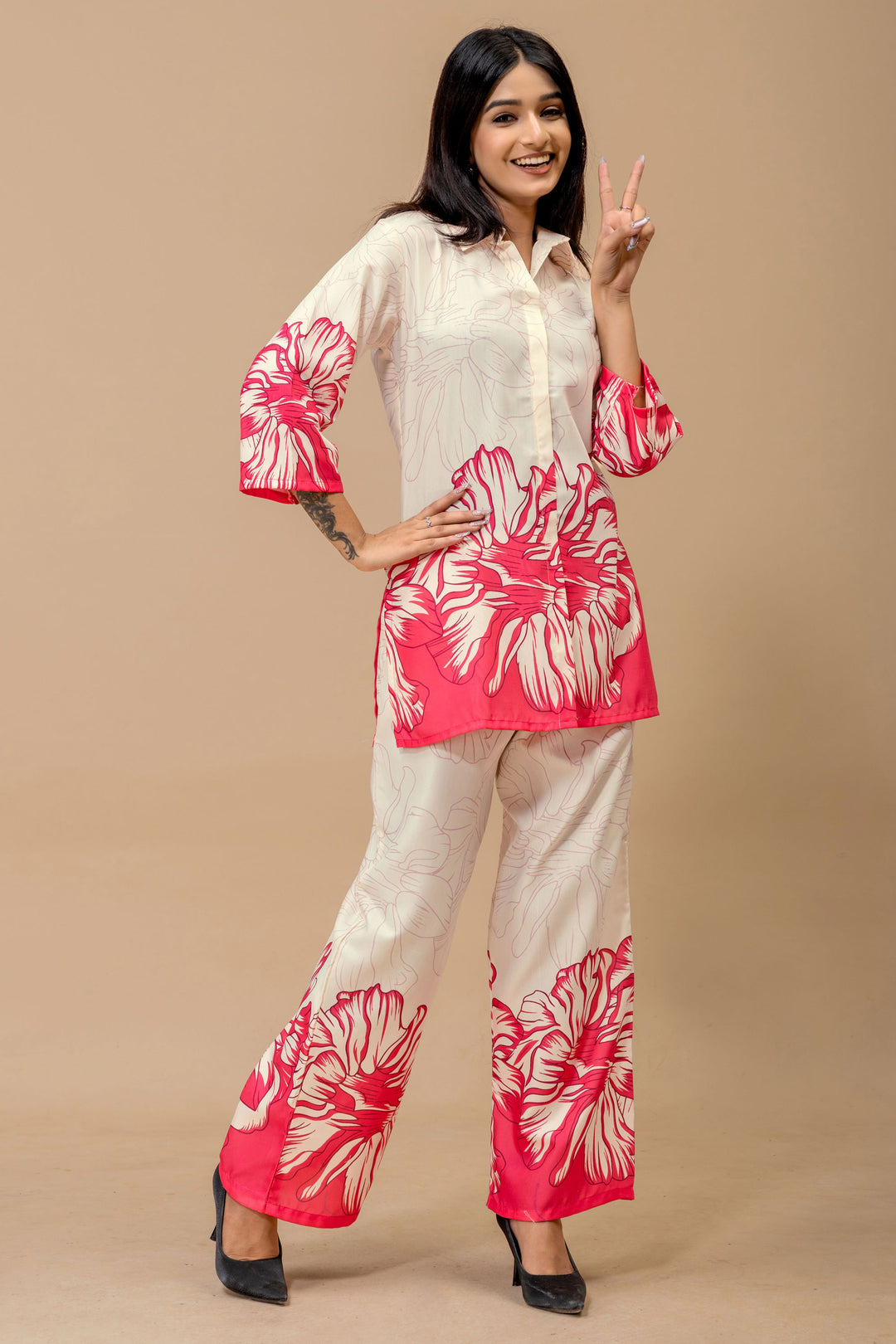 Pink Color Engaging Cotton Fabric Co-Ord Set | Buy Online India