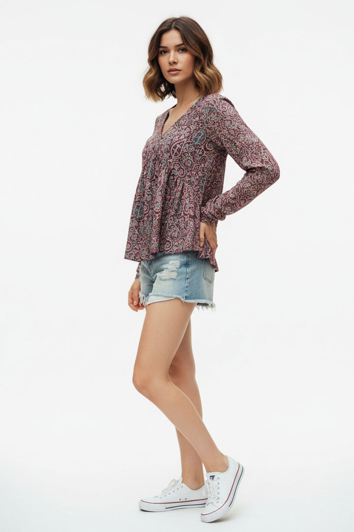 Magenta Color Engaging Readymade Short Printed Top