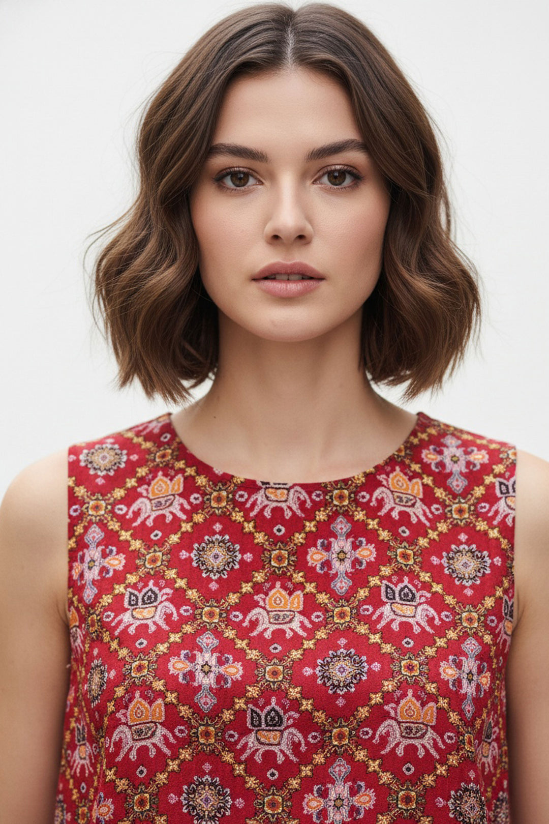 Beguiling Red Color Readymade Short Printed Top