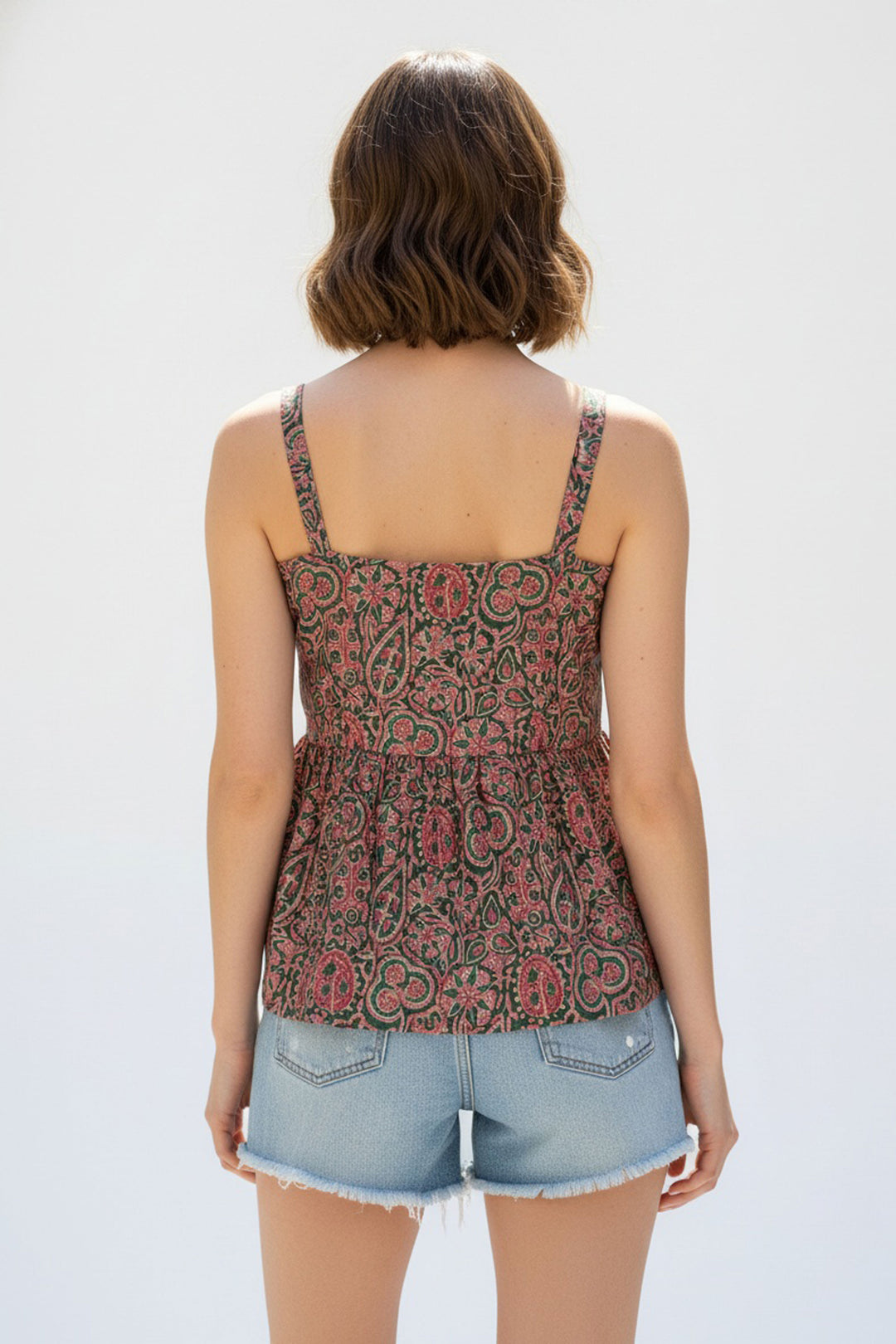 Tempting Green Color Readymade Short Printed Top