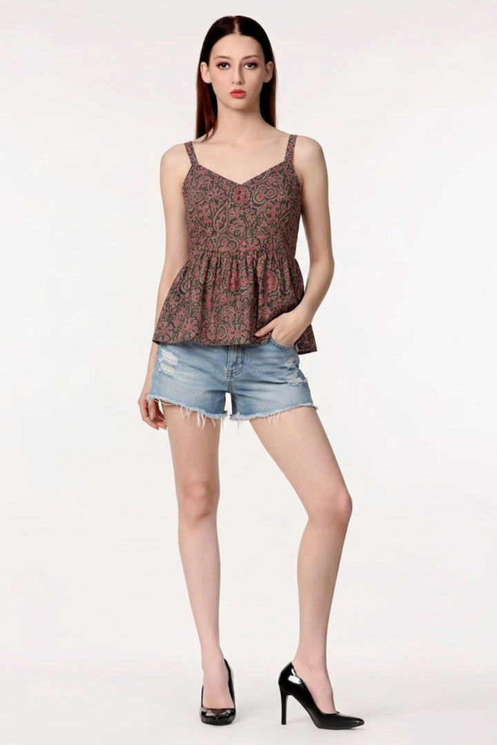 Tempting Green Color Readymade Short Printed Top | Buy Online India