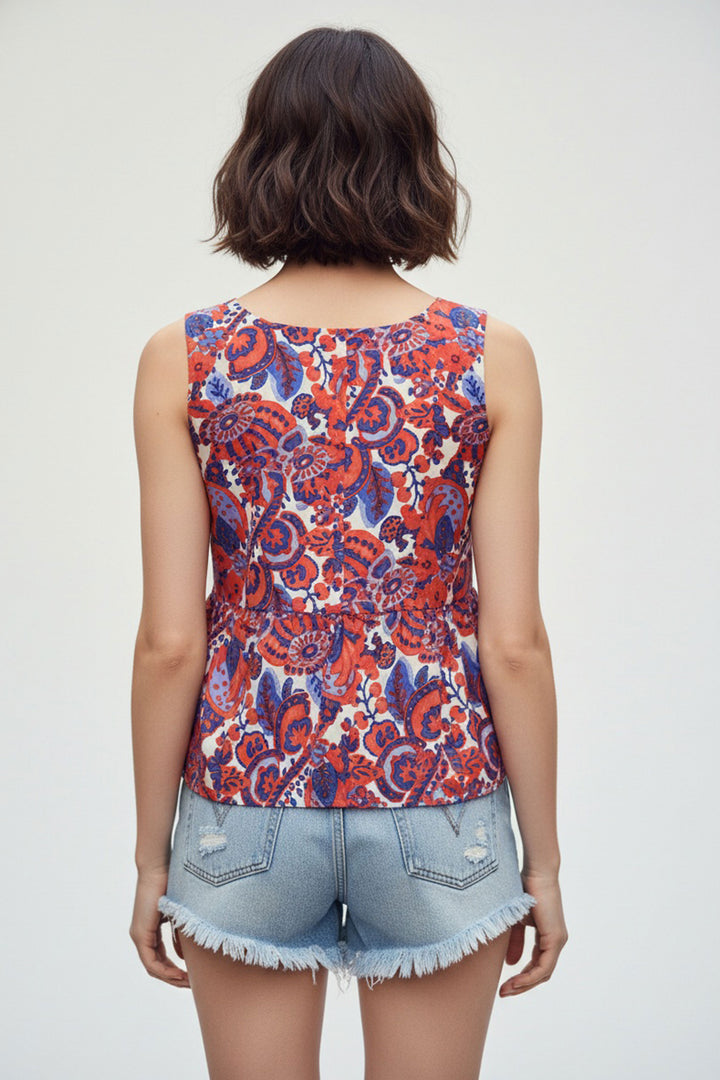 Engaging Orange Color Readymade Short Printed Top