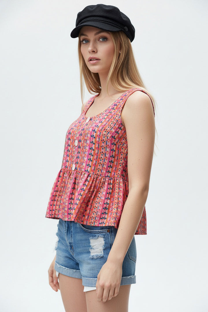 Amazing Pink Color Readymade Short Printed Top