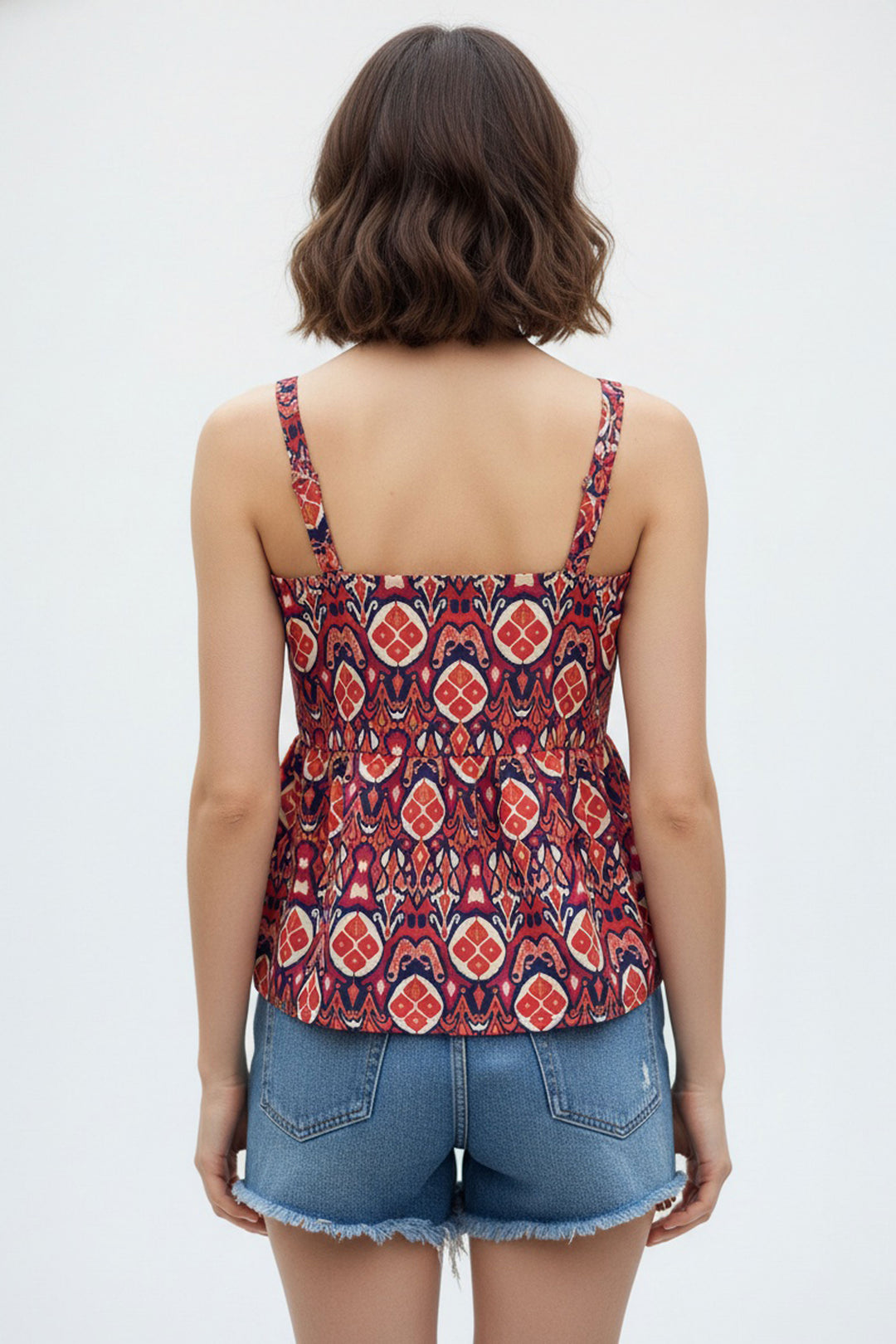 Trendy Blue Color Readymade Short Printed Top
