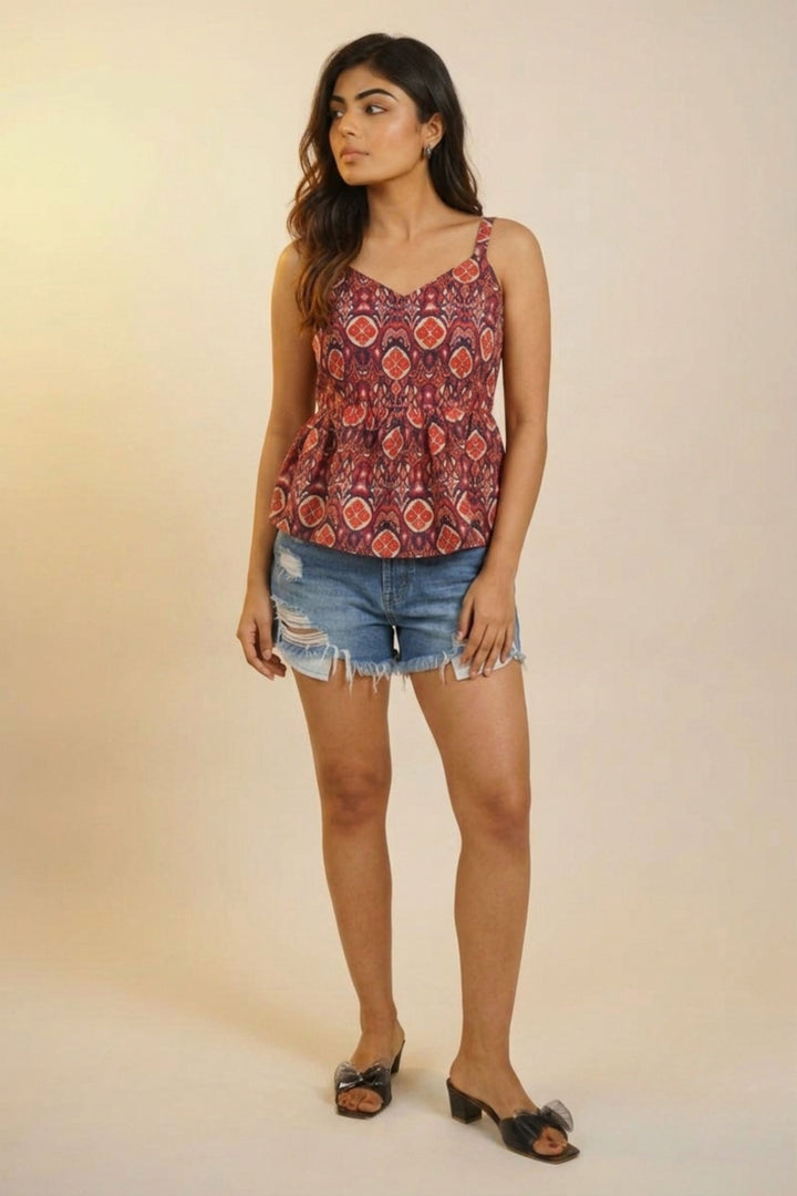 Trendy Blue Color Readymade Short Printed Top | Buy Online India
