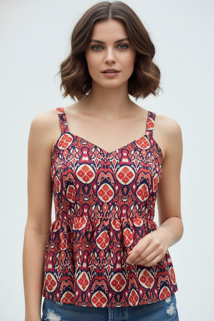 Trendy Blue Color Readymade Short Printed Top
