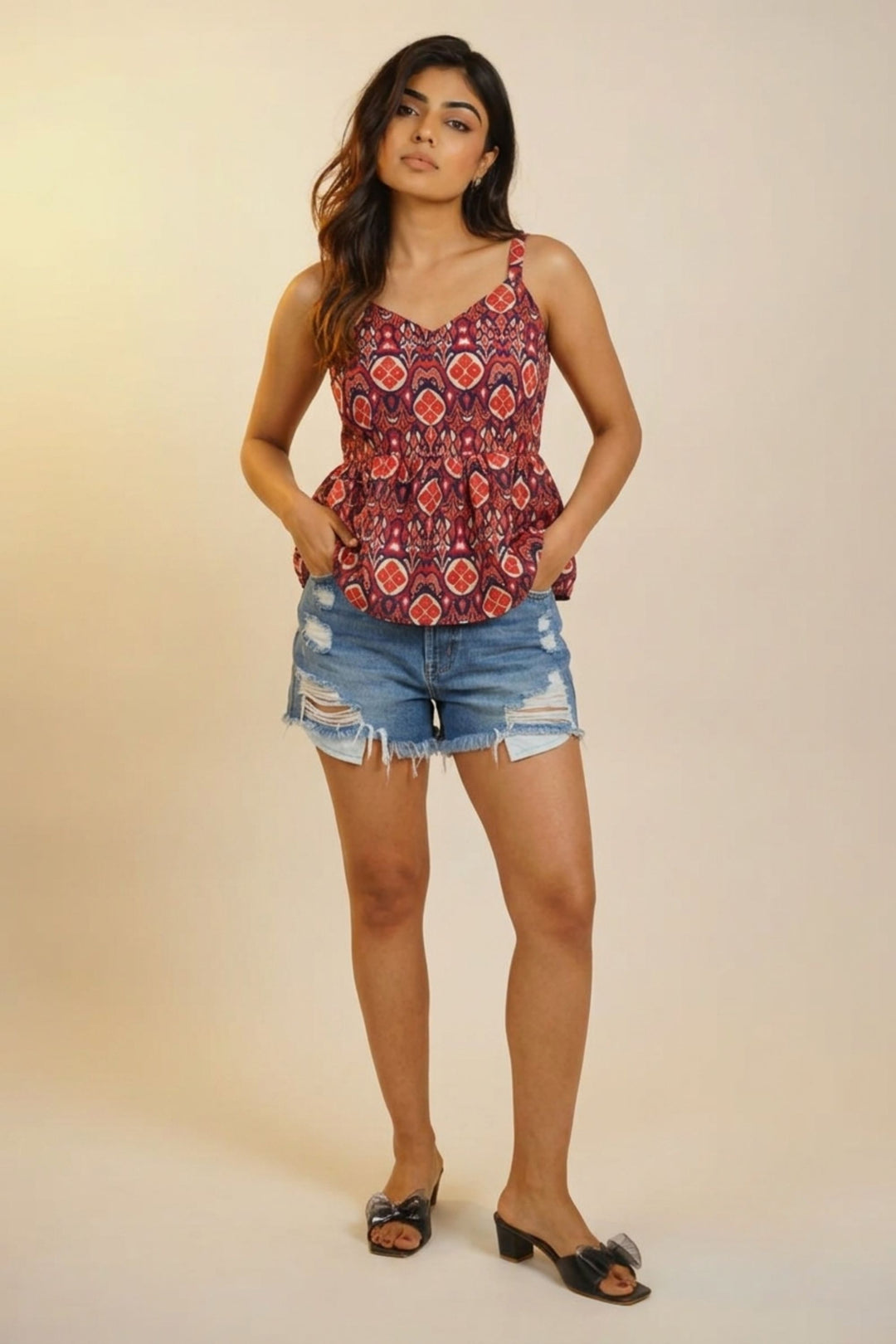 Trendy Blue Color Readymade Short Printed Top | Buy Online India