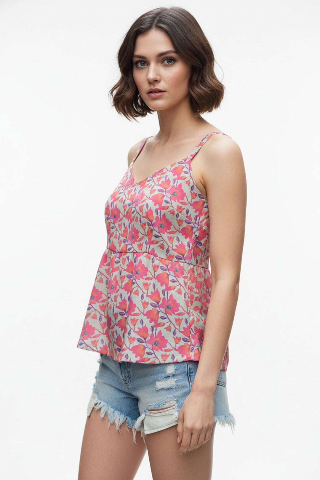 Grey Color Chic Readymade Short Printed Top