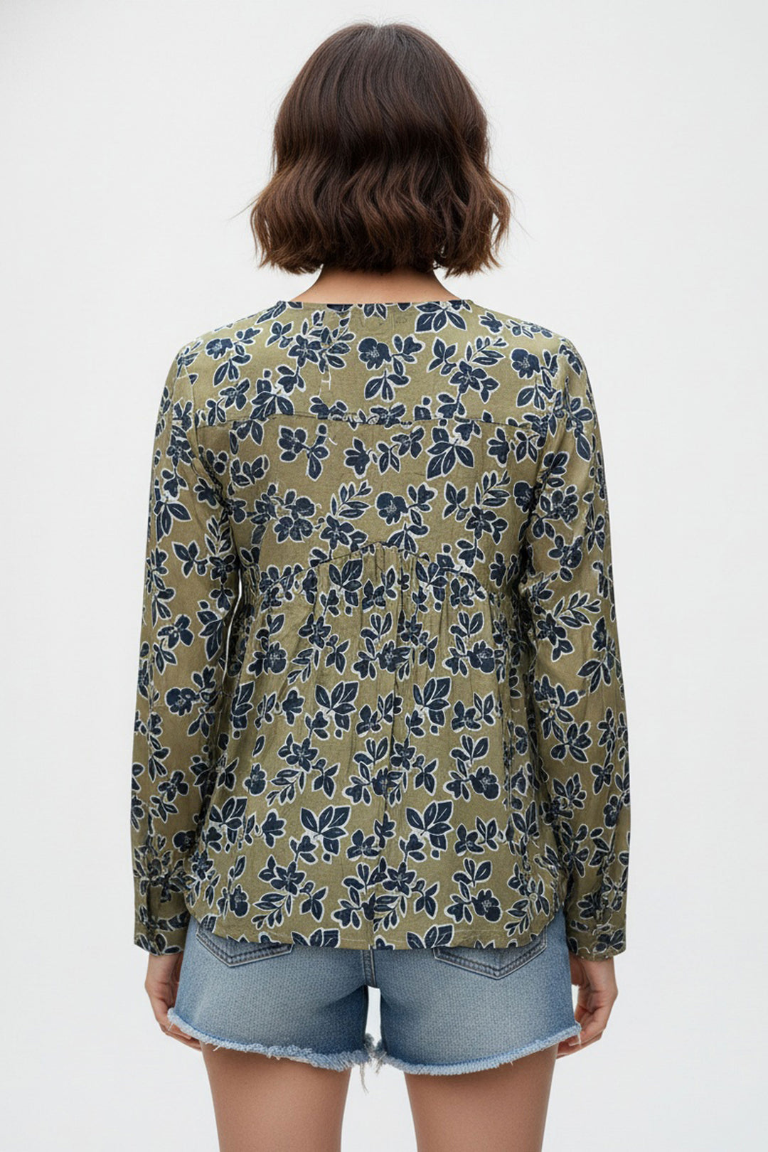 Soothing Green Color Readymade Short Printed Top