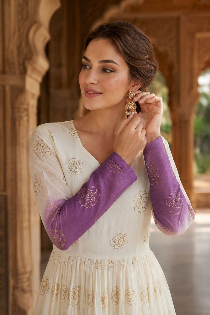 Attrective Purple Color Readymade Sequine Embroidered Gown