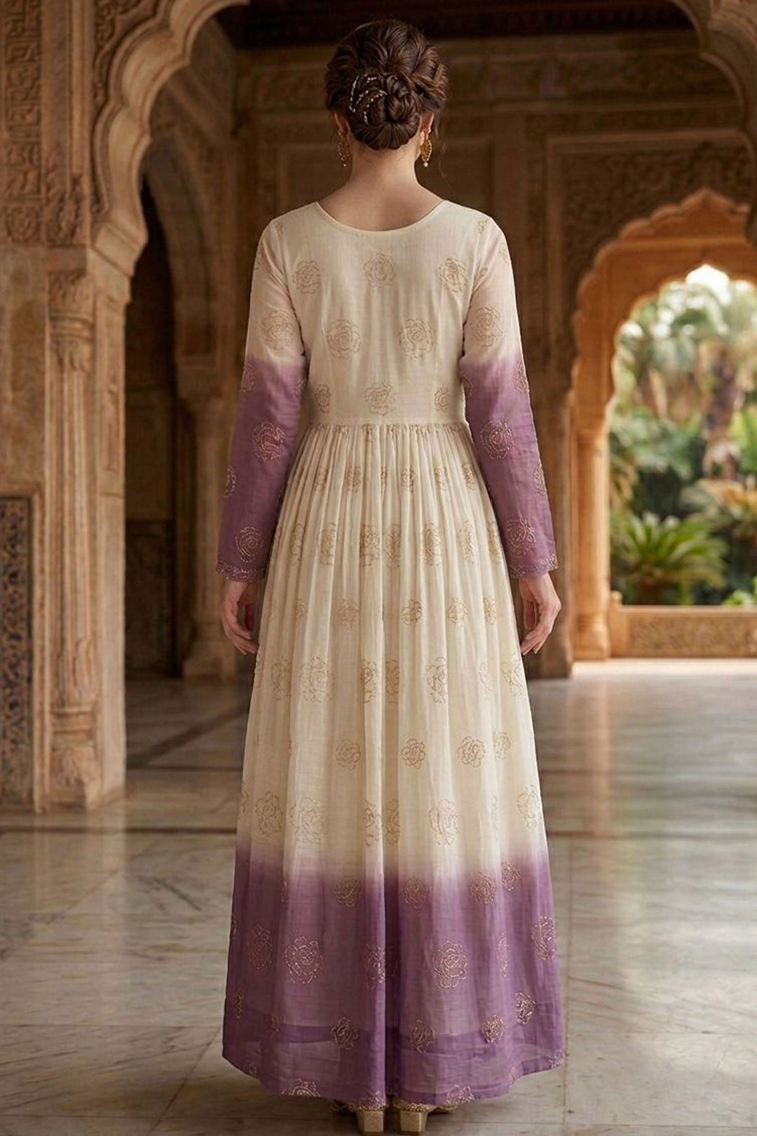 Attrective Purple Color Readymade Sequine Embroidered Gown