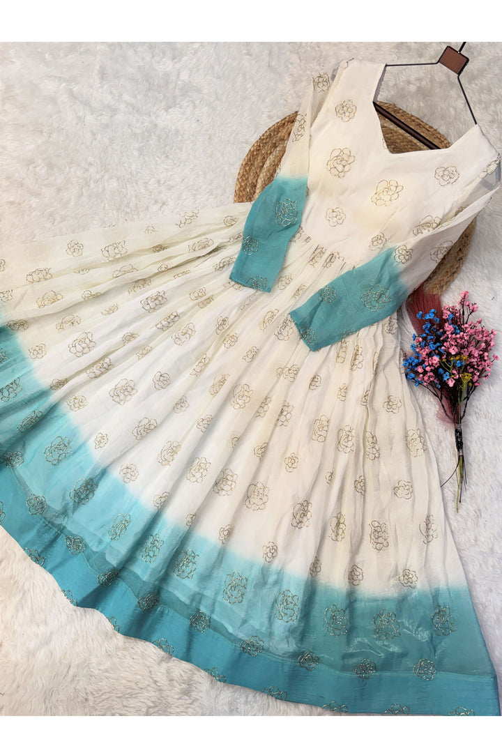 Sky Blue Color Amazing Readymade Sequine Embroidered Gown