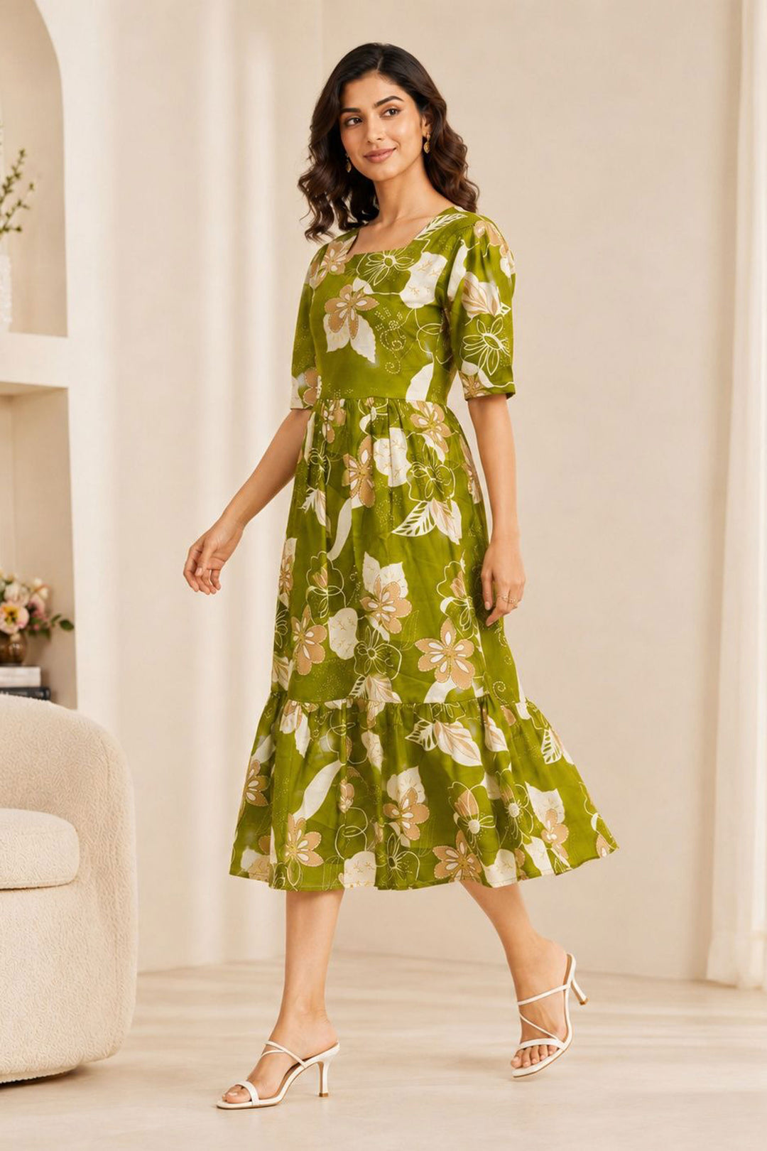 Stylish Cotton Green Readymade Long Kurti