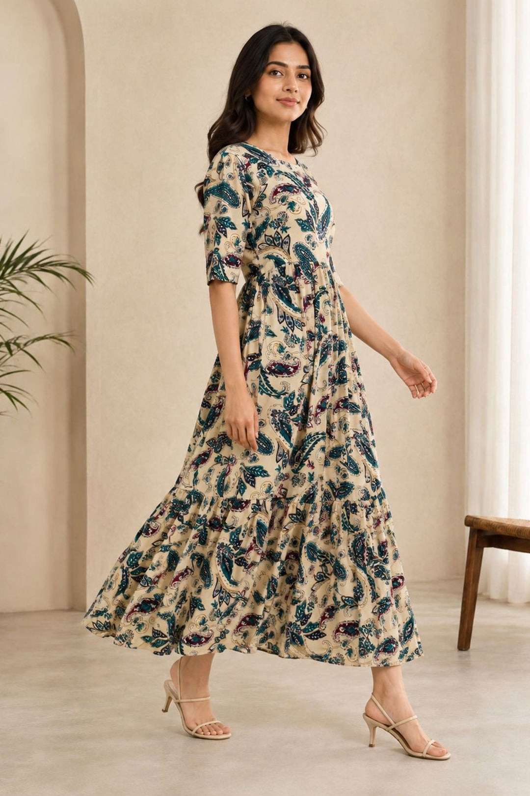 Amazing Teal Color Rayon Readymade Long Kurti