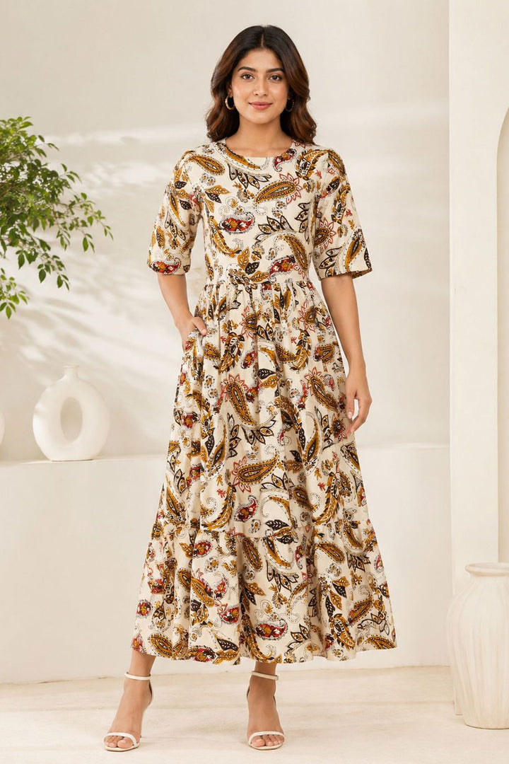 Yellow Rayon Chic Readymade Long Kurti