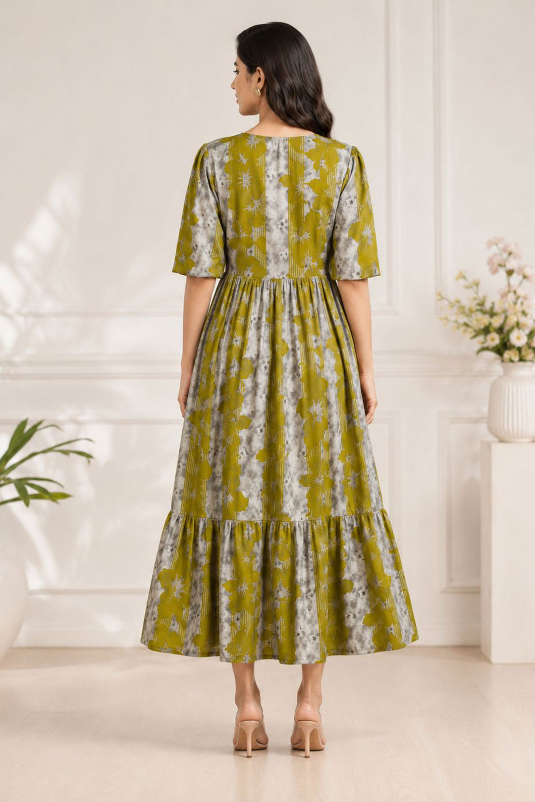 Rayon Green Gorgeous Readymade Long Kurti