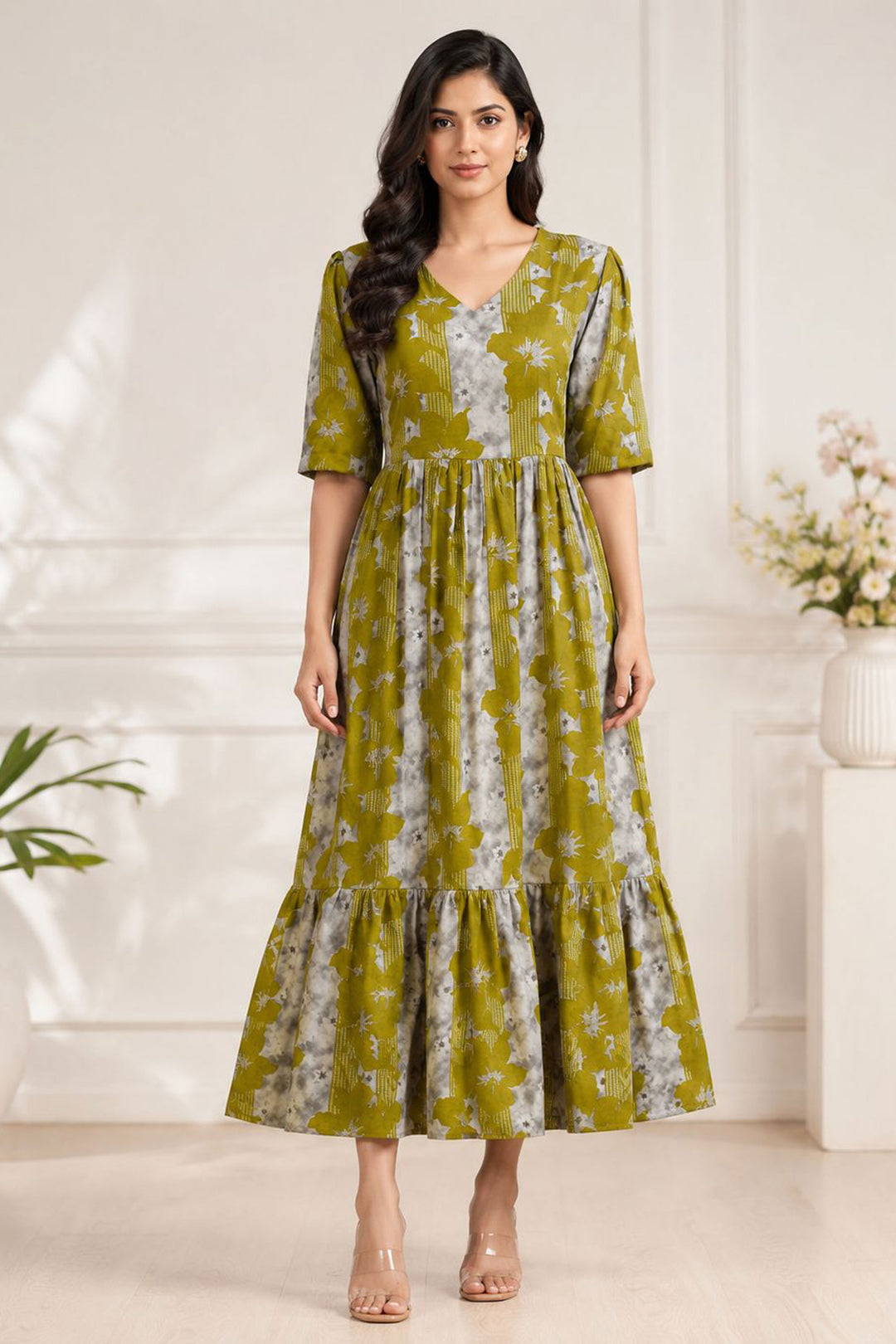 Rayon Green Gorgeous Readymade Long Kurti