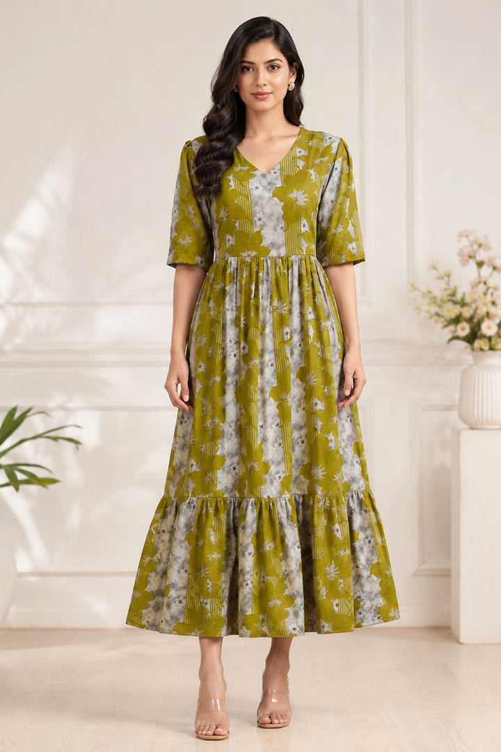 Rayon Green Gorgeous Readymade Long Kurti