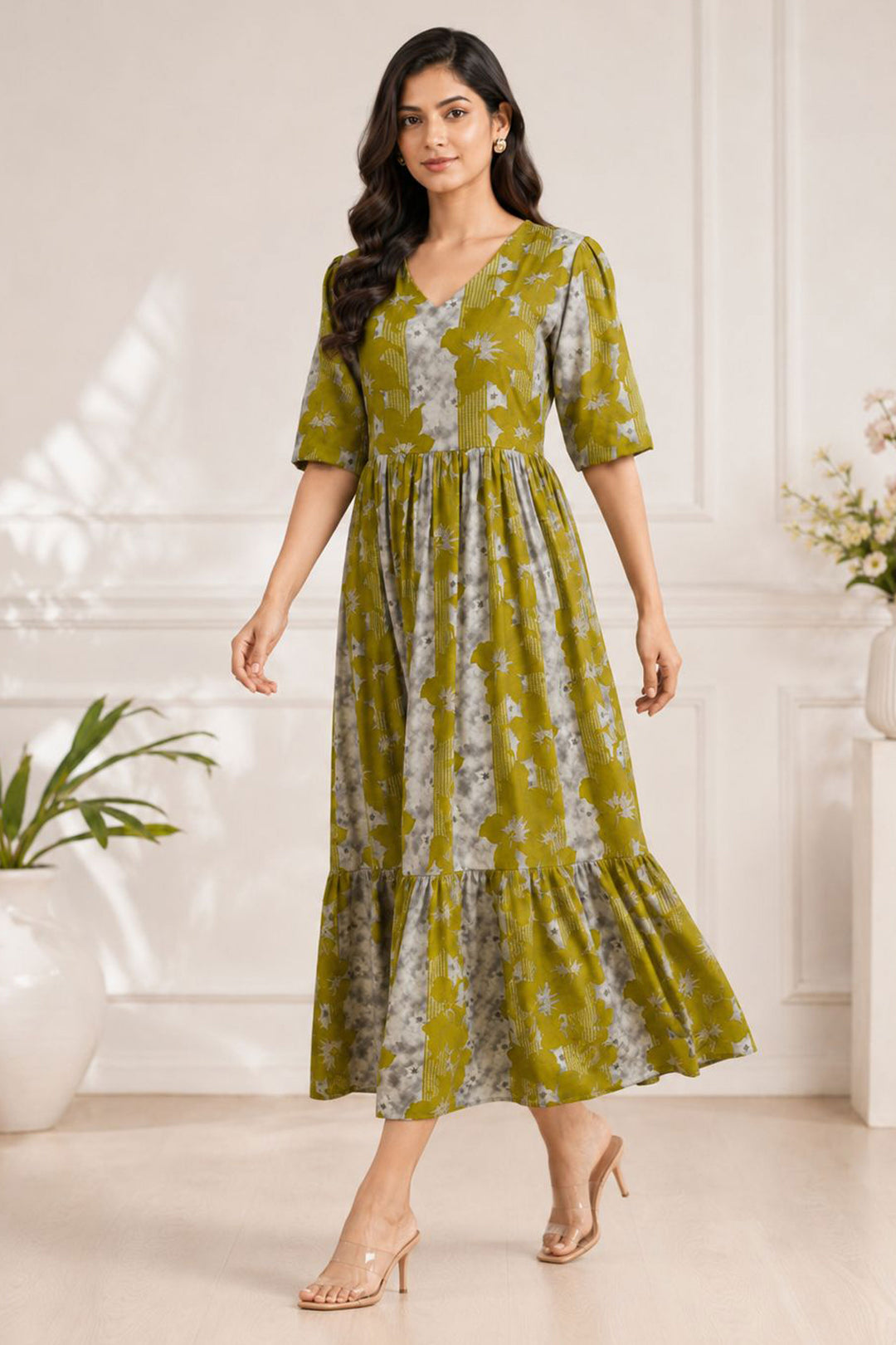 Rayon Green Gorgeous Readymade Long Kurti