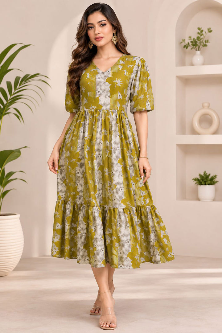 Rayon Green Gorgeous Readymade Long Kurti