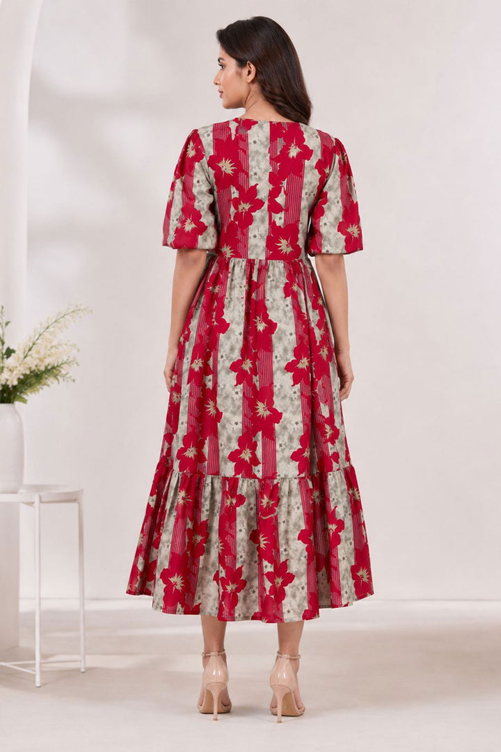 Graceful Rayon Red Readymade Long Kurti