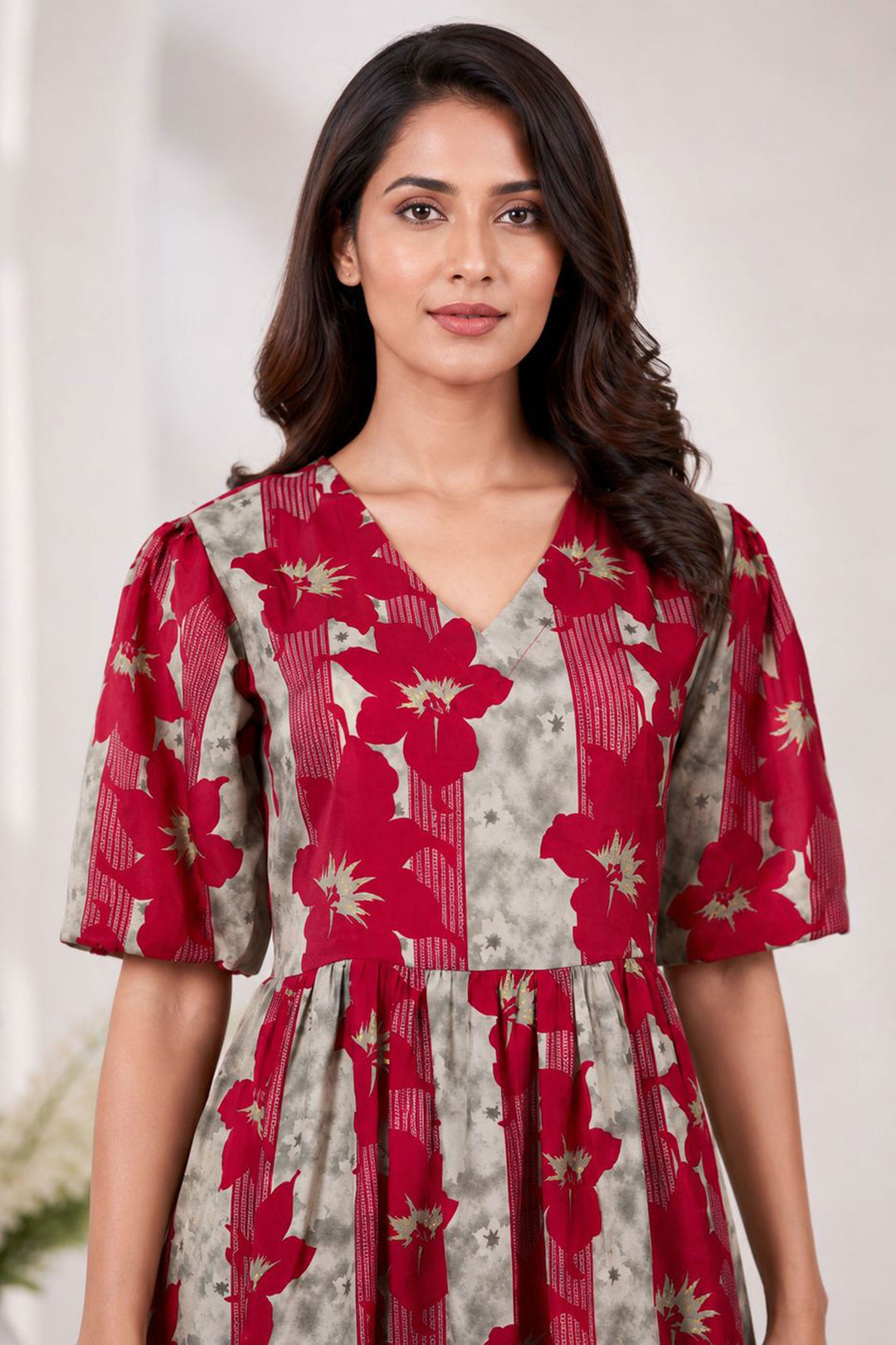 Graceful Rayon Red Readymade Long Kurti