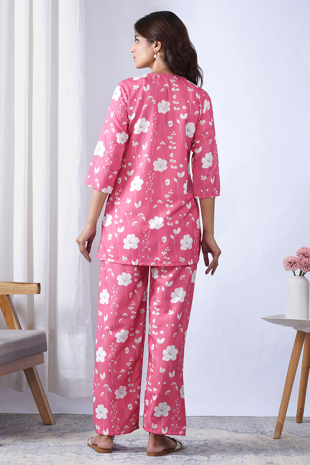 Pink Printed Rayon Fabric Co-Ord Set