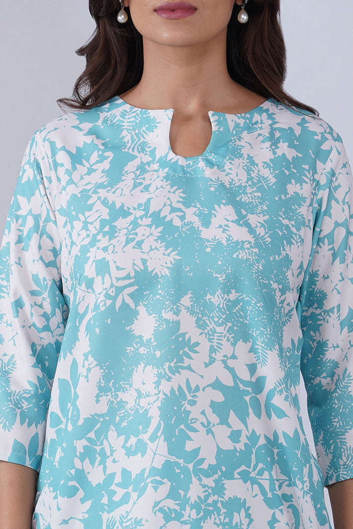 Rayon Fabric Sky Blue Color Printed Co-Ord Set