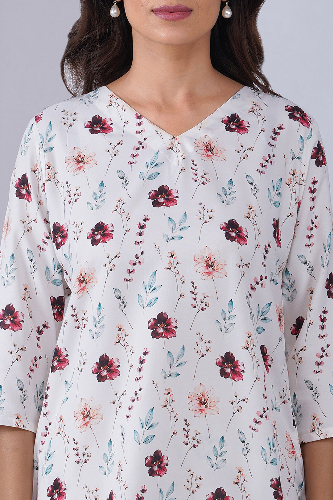 Off White Color Rayon Fabric Printed Co-Ord Set