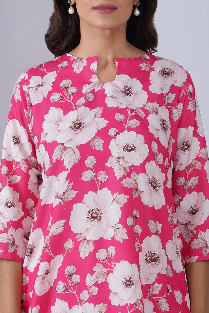 Rayon Fabric Pink Color Printed Co-Ord Set