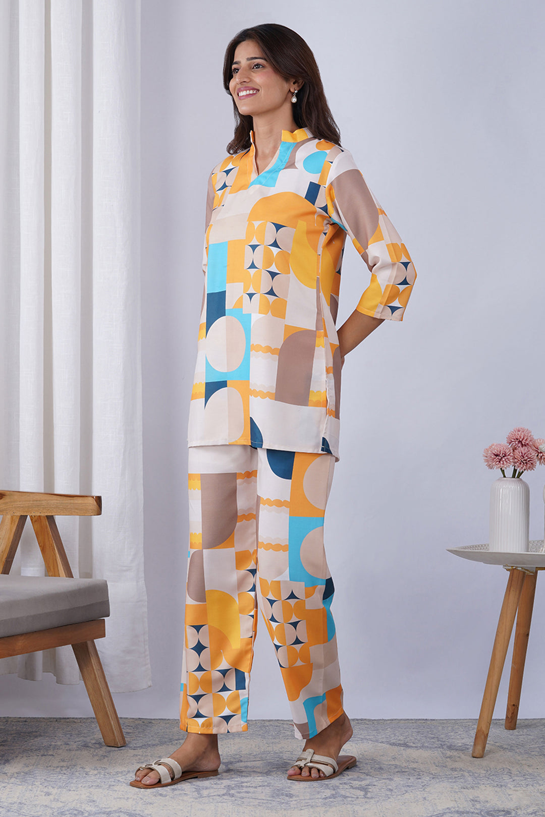 Rayon Fabric Multi Color Printed  Co-Ord Set