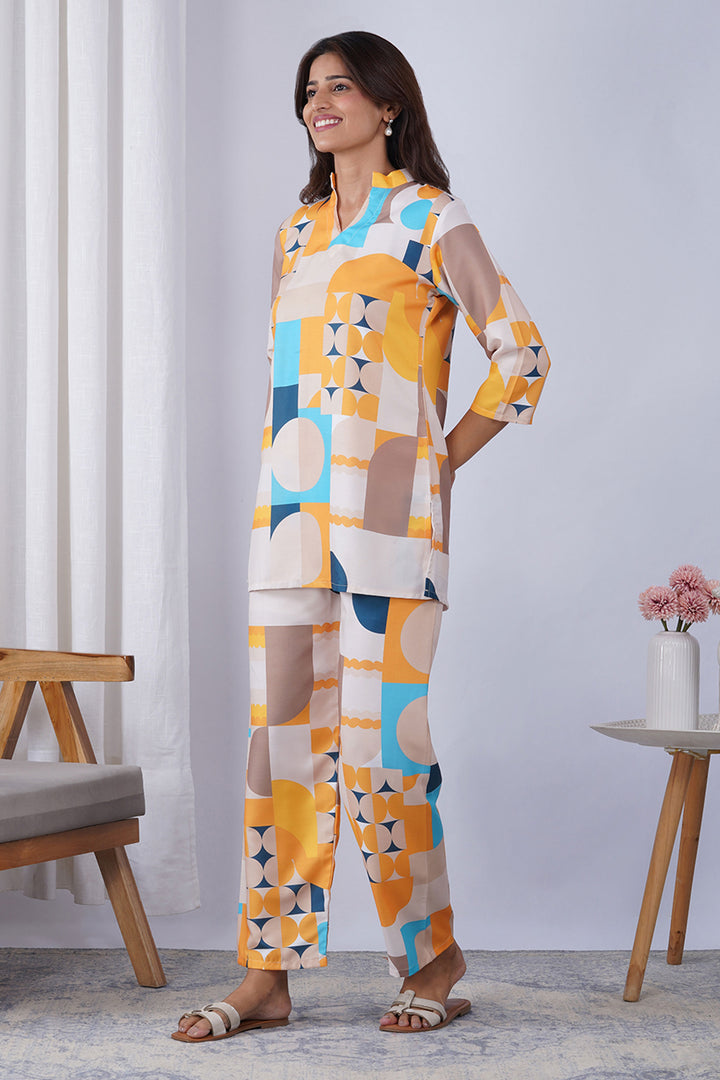 Rayon Fabric Multi Color Printed  Co-Ord Set