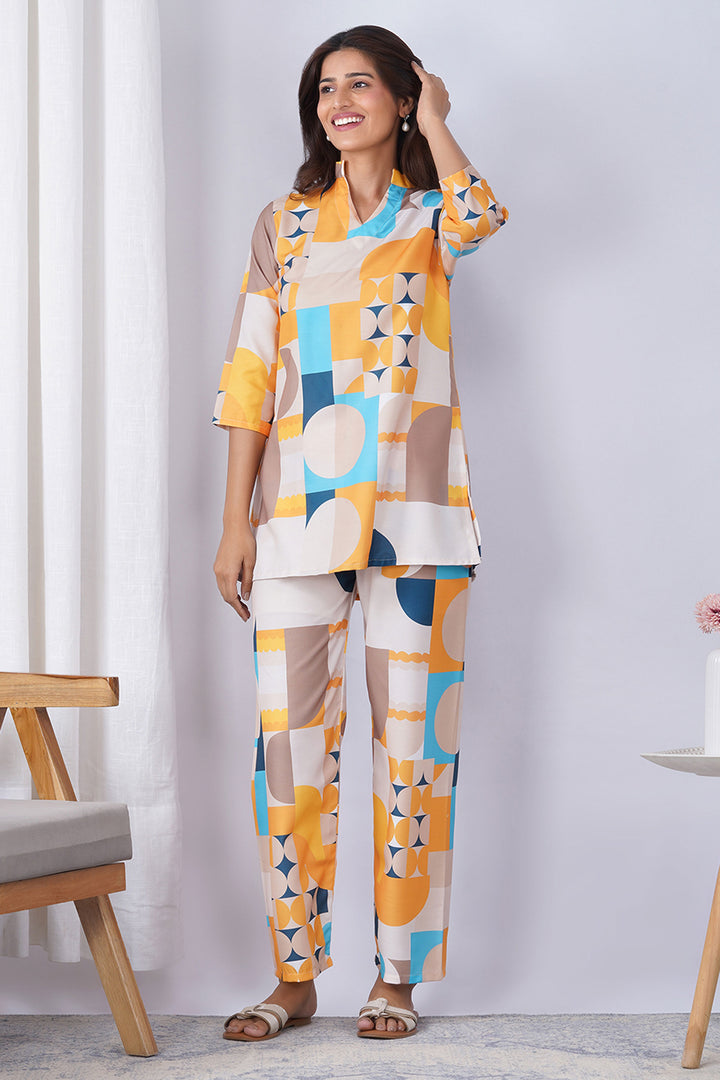 Rayon Fabric Multi Color Printed  Co-Ord Set