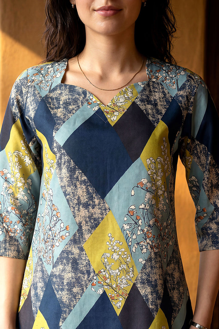 Blue Color Rayon Fabric Printed Readymade Co-Ord Set