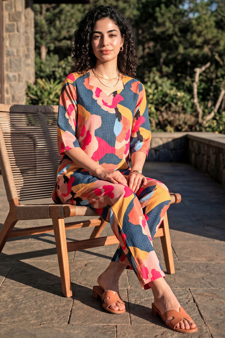 Multi Color Rayon Fabric Readymade Printed Co-Ord Set