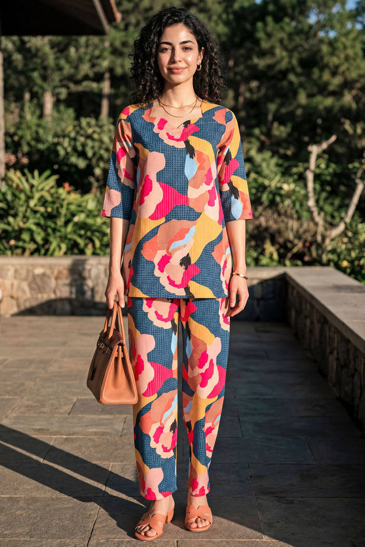 Multi Color Rayon Fabric Readymade Printed Co-Ord Set