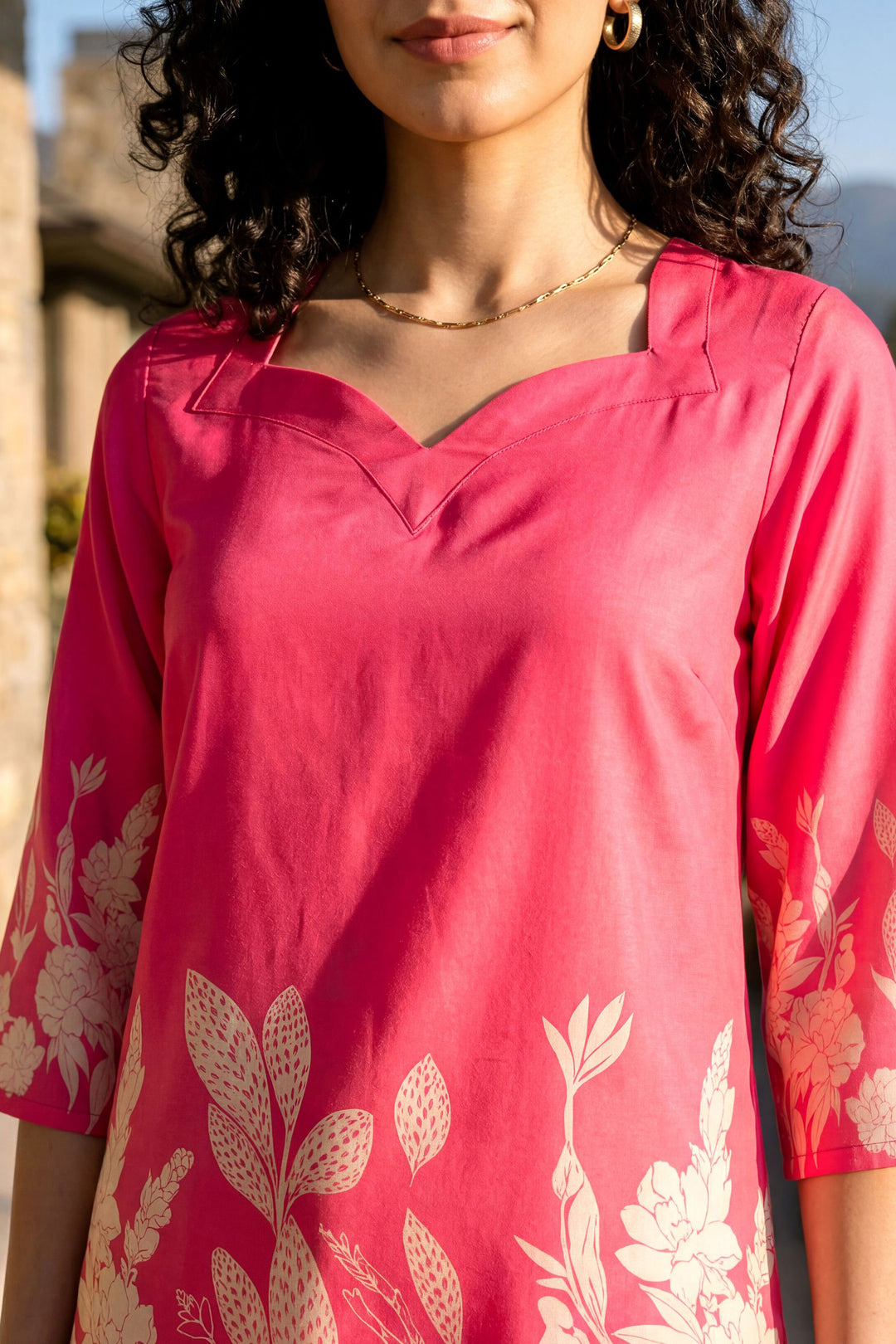 Rayon Fabric Pink Color Readymade Printed Co-Ord Set